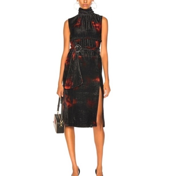 NWT ALTUZARRA Indira Velvet Dress in Electric Orange 46 XL - Picture 1 of 16